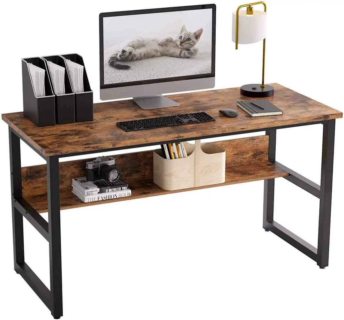 Modern Workstation Office Furniture Wooden and Metal Frame Custom Design Work Laptop Table PC Standing Computer Desk