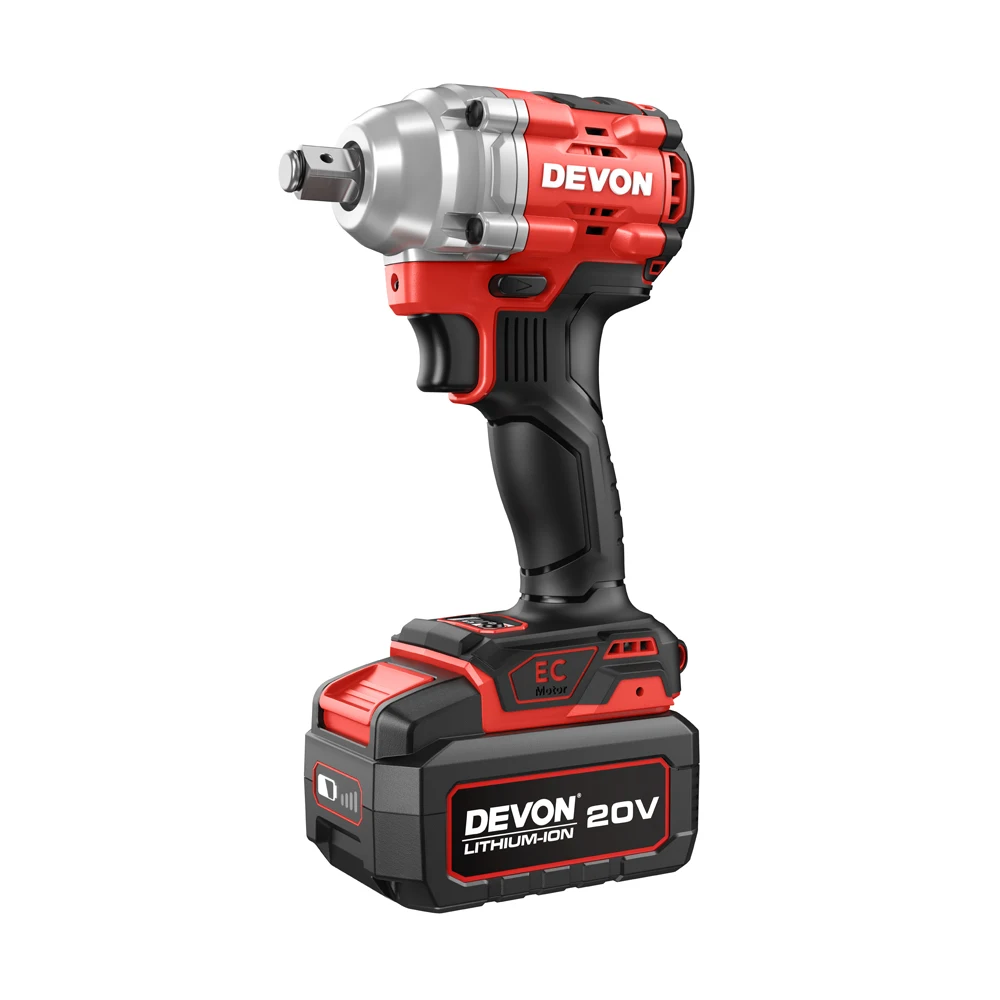 DEVON Electric Impact Wrench Brushless Cordless Electric Wrench 1/2 inch 20V Battery Screwdriver Power Tools