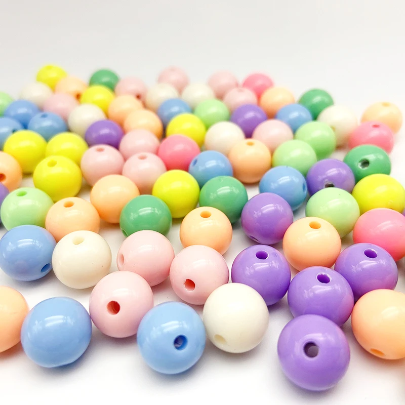 Wholesale Factory Price Macarons Candy Color 6mm-20mm Acrylic Opaque Loose Beads Round Plastic Beads For Jewelry Making