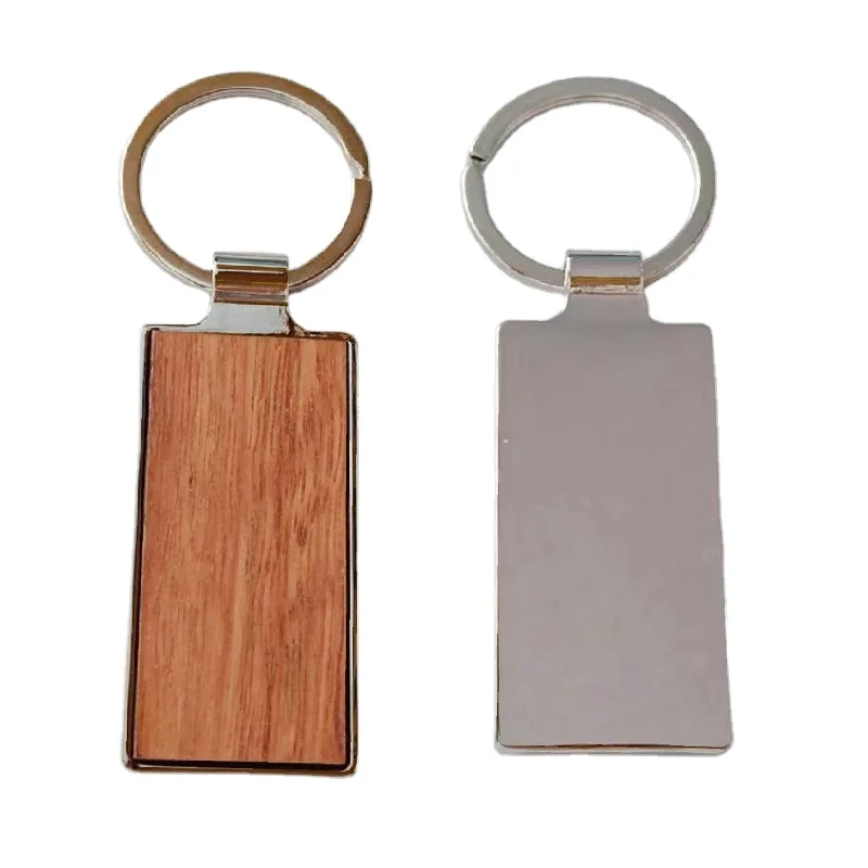 Wholesale Bamboo Sublimation Keychain Blanks Key Ring In Bulk Personalized Wood Engraved Keychain Custom Wooden Keychain