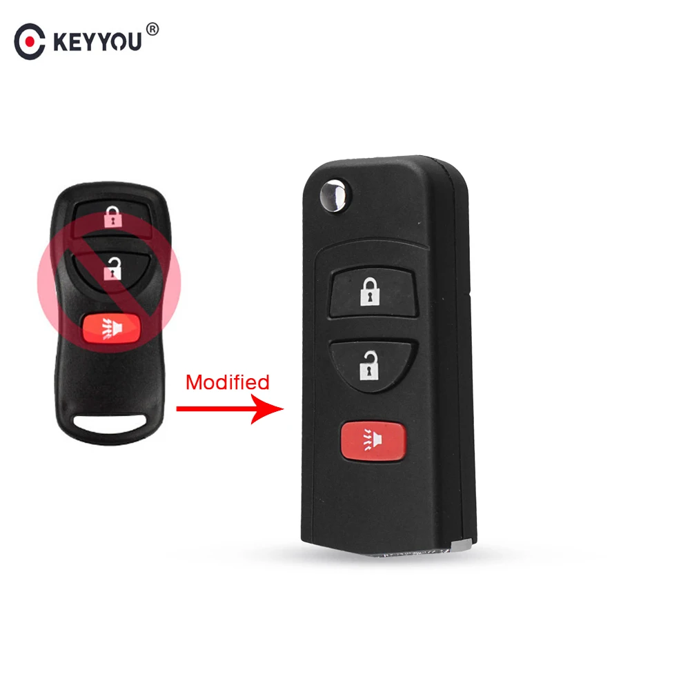 KEYYOU Modified Flip Folding Remote Key Shell Case For NISSAN Livina X-Trail Gennis Tiida Sylphy Xterra Murano Key Fob Cover