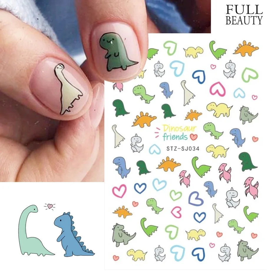 Cartoon Dinosaur Nail Art Decals 3d Manicure Applique Nail Stickers For Nail Decoration