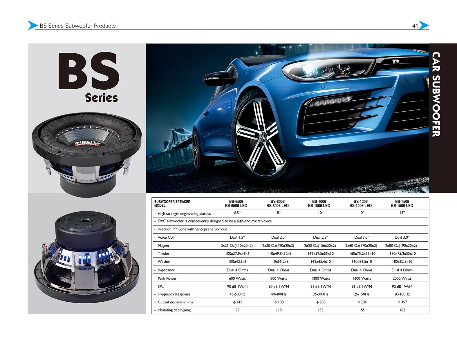 DIBEISI custom logo wholesale subwoofers 6.5 8 10 12 15 inch  woofer car speakers 65 inches with led