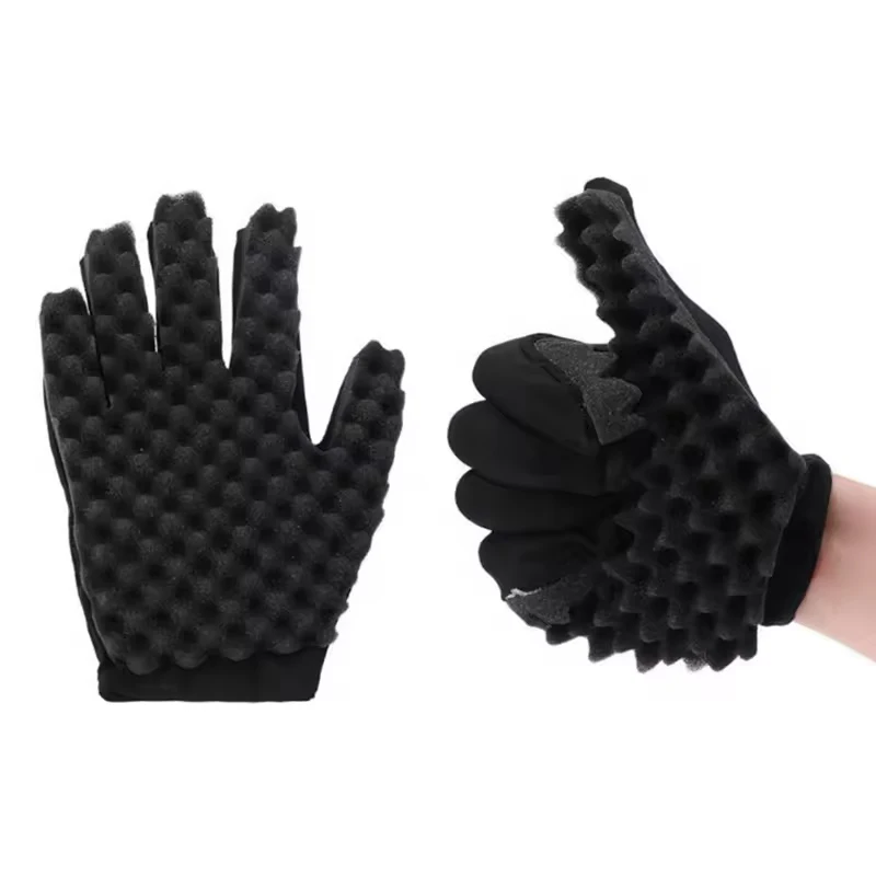 Wholesale Curly Gloves Curls Coils Double Side Magic Tool Wave Barber Hair Brush Sponge Gloves Hair Care Head Massager