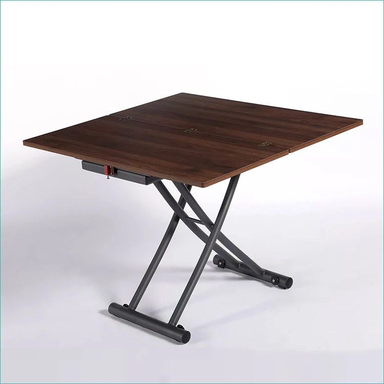 Modern Style Foldable Coffee Table with Lifting Function Dual-Use Dining Table for Living Room or Kitchen Wooden Material