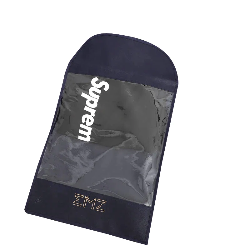 Promotion custom non woven splicing Clear PVC clothing storage packing bag