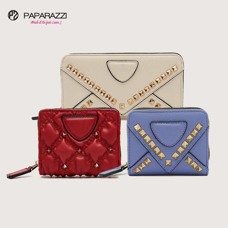 Paparazzi PA0142-3 Design Rhombic Pattern Rfid Blocking Custom Women Pu Leather Card Wallet