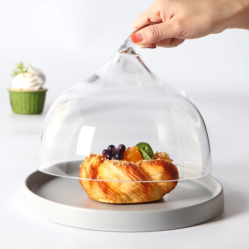 Bread cover 10 inches Dessert cake Lid  Chinese factory wholesale  PC Plastic Dome  food plate cover  unbreakable