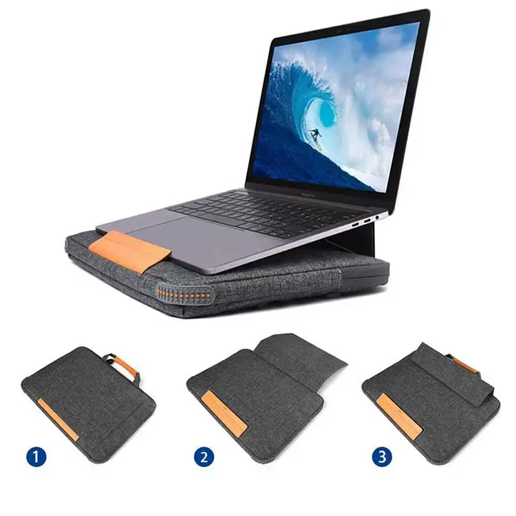 Nylon Briefcase Waterproof Tablet Handbag Laptop Sleeve Case for Macbook 13.3 15.4 inch with Stand