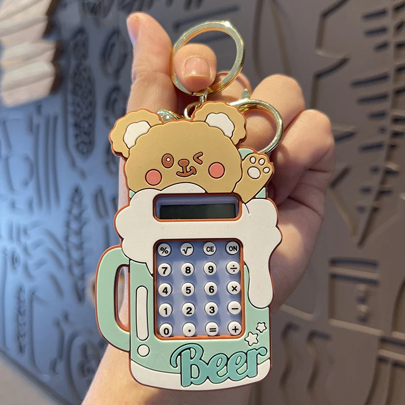 Fashion small gifts cartoon cute bear shape wholesale mini calculator keychain