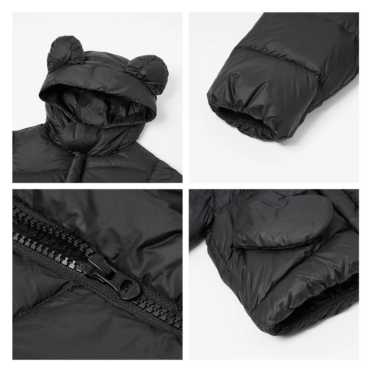 Black hoodie down jacket kids white duck down puffer jacket boys winter kids clothes