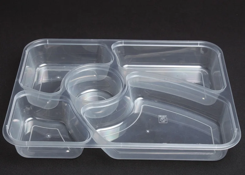 Microwaveable 5 Compartment.Bento Box Plastic Food Container