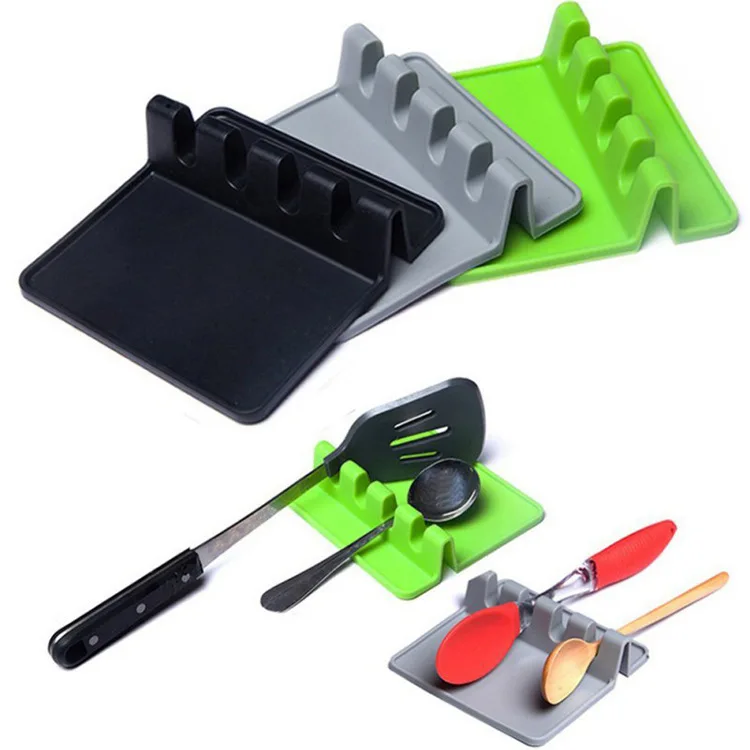  Silicone Spatula Rest holder and Pot Clip Heat Resistant Ladle Fork Mat Utensil chopsticks stands Spoon