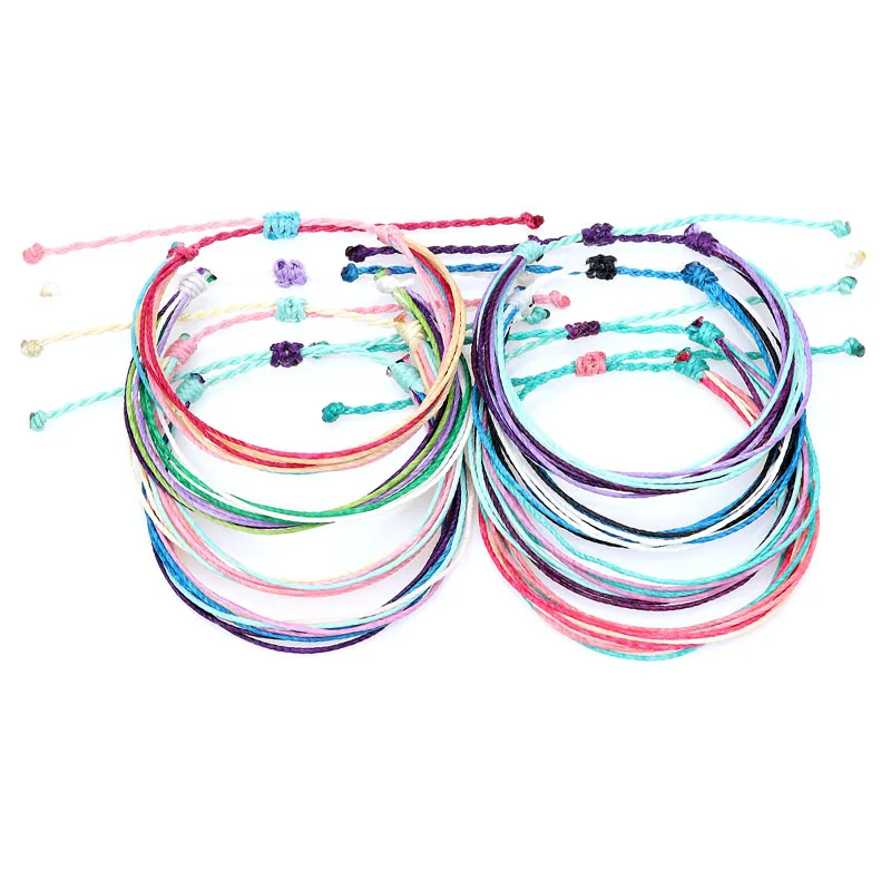 Amazon Wax Thread Woven Bracelet Bohemian style South American waterproof wax Thread Woven Beach Friendship Bracelet