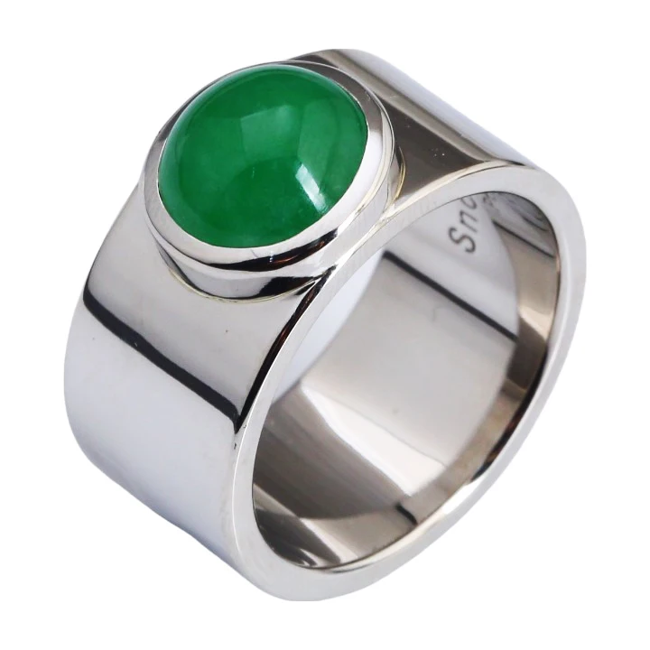 Big Gem Stone Designs Silver Wide Edition Lab Emerald Rings For Men 925 Sterling Silver Natural Gemstones Jasper Round Ring