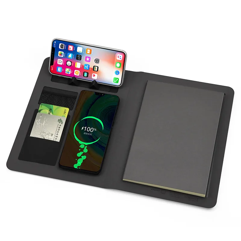 Minimally Designed Power Bank Notebook for Business Gifts Ultra-Thin 8000mAh 15W Wireless Charger Notebook with Light Up Logo