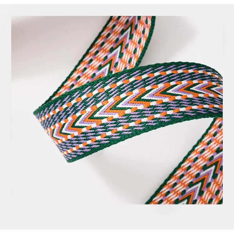 2022 Fashion 3.8 cm Width Contrasting Colors Webbing Leather Ends Cross Body Branded Bag Detachable Shoulder Straps for Purse