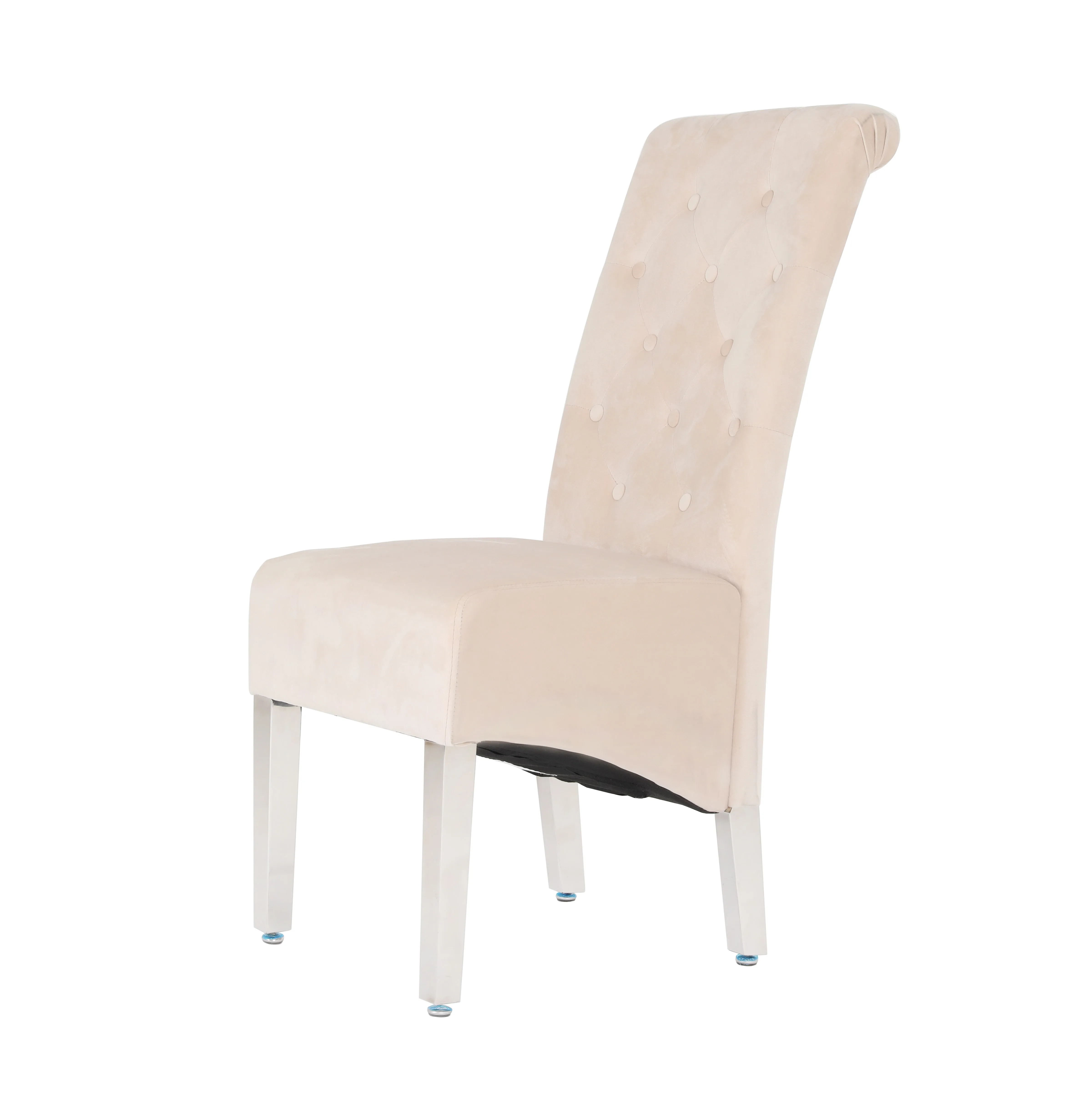 Hotel Velvet Scroll Back  chair Modern stainless steel leg dining Chair