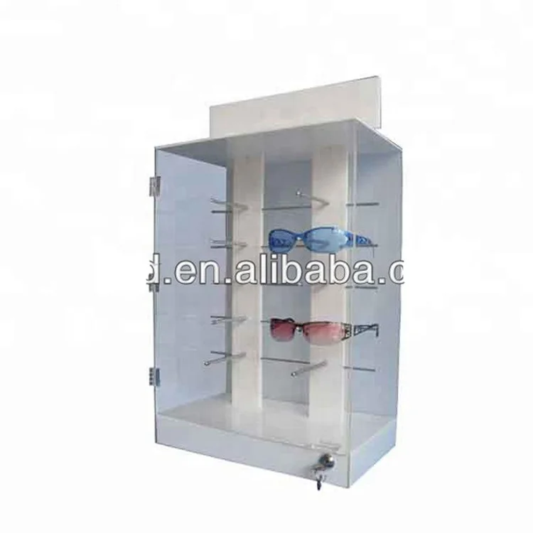 Custom countertop sunglasses display showcase with lock,table locking sunglass display racks for eyeglasses