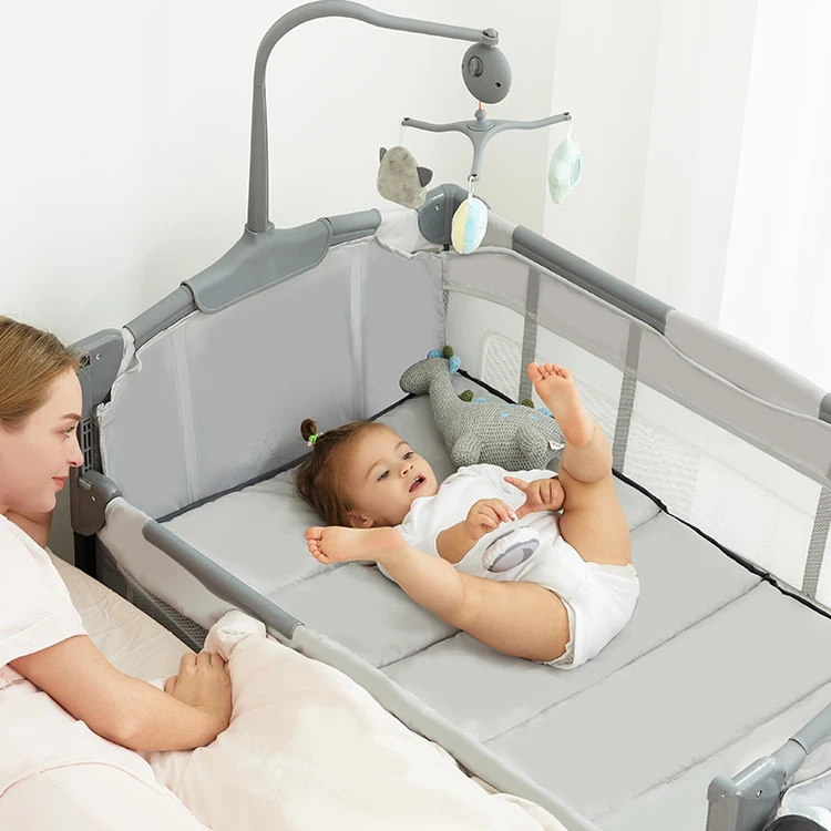 Портативный складной детский манеж для кроватки, детский безопасный манеж с люлькой, детская кроватка/