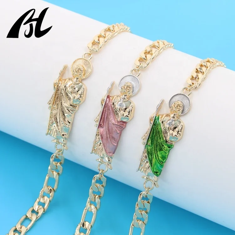 Кубинский китайский 14k Oro Laminado ювелирные изделия San Judas Tadeo Браслет Модные очаровательные браслеты для мужчин и женщин с ювелирной фабрики