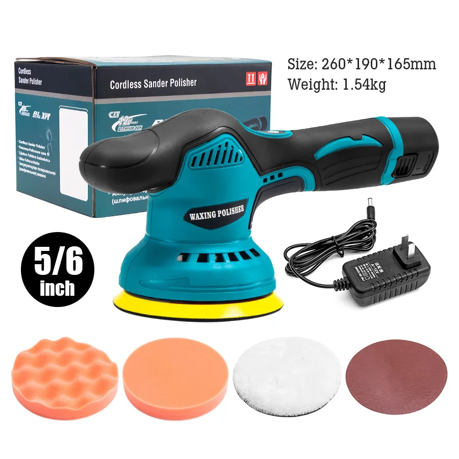 5' Lithium Battery Cordless Polisher With Variable Speed 9mm Pulidor De Automotive Dual Action Electric Car