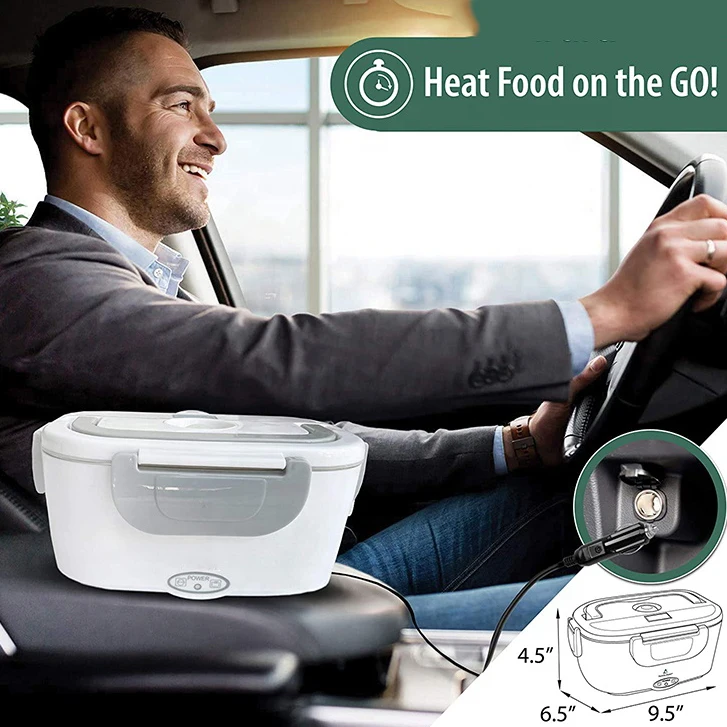 Household 2-In-1 Portable Lunch Box Sets Safe Stainless Steel Food Warmer Electric Lunch Box With Carry Bag