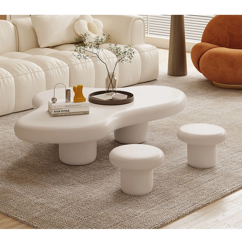 INNOVA Customized modern white round wooden backless chair stool ottoman supplier