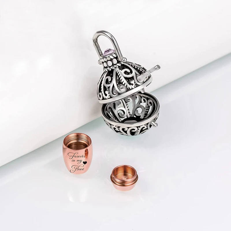 Vintage Hollow Flower Urn Necklace for Ashes Forever in my heart Memorial Locket Pendant Jar Keepsake Cremation Jewelry