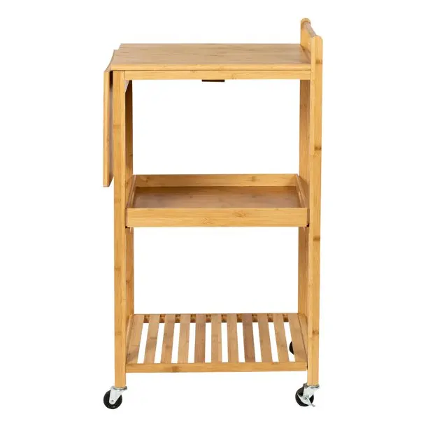 Foldable Bamboo Rolling Kitchen Island Cart Storage Trolley Cart Rolling Wood Cart With Wheels