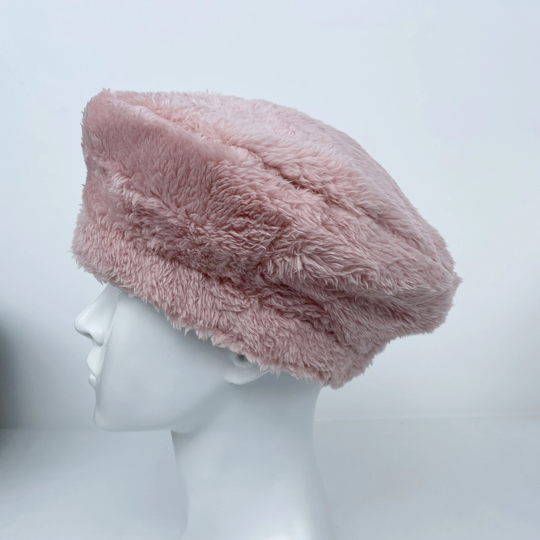Berets Soft Fluffy Custom Logo Cheap Factory Supply Ladies Winter Warm Beret Hat For Women Promotional Beret Hat