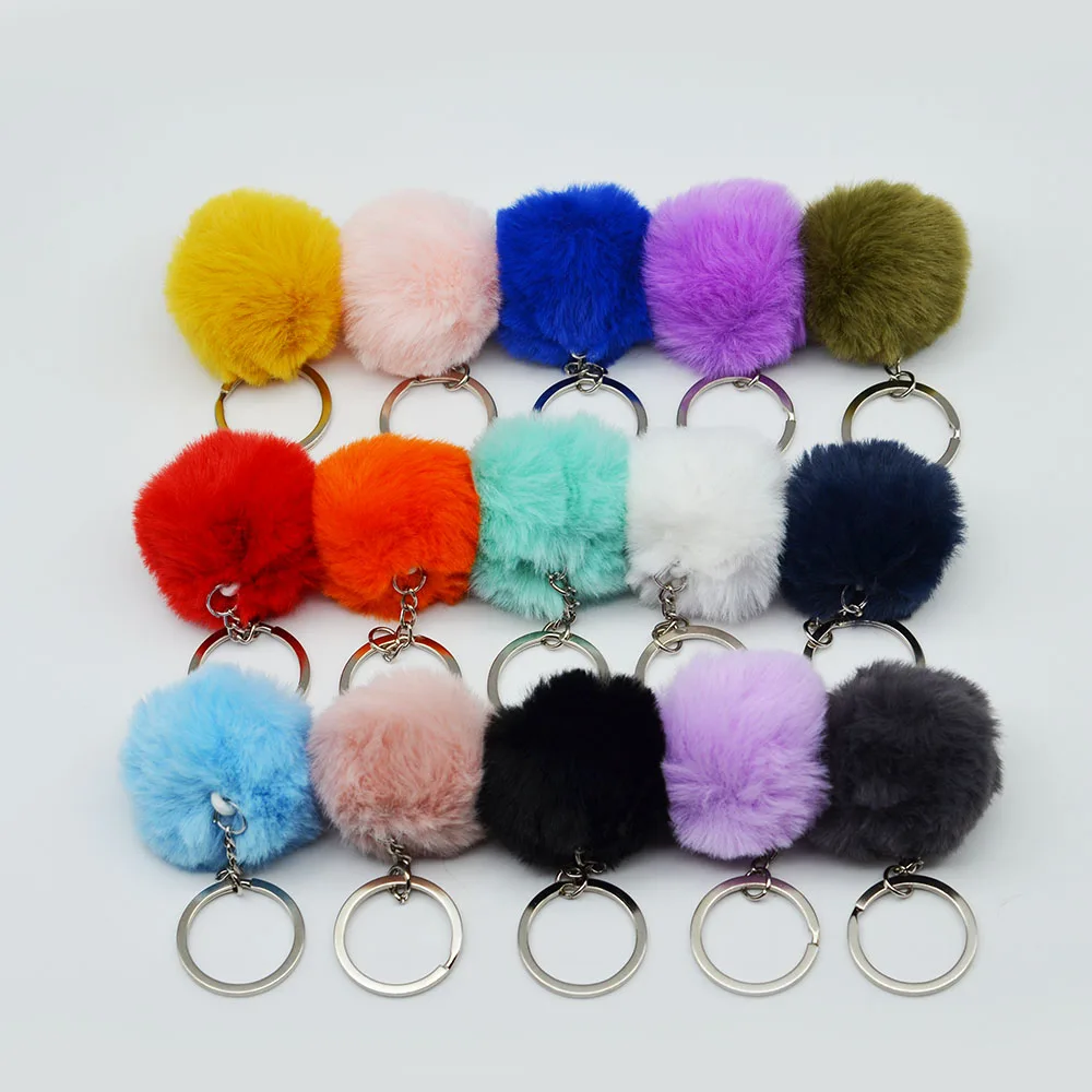 2024 Hot Sale Custom Small Size  5cm Artificial Faux Fur Ball Pompom  Accessory key rings chains Christmas Toys