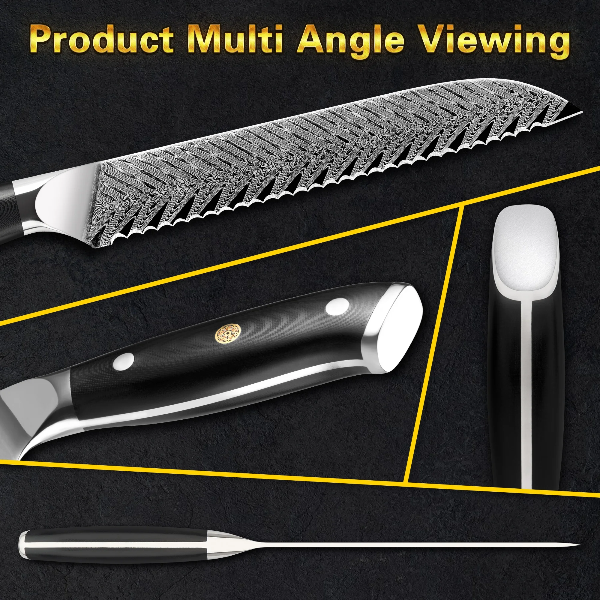 10% off Custom Logo G10 Handle 67 layers vg10 8 inch Damascus bread knife With Fish Bone Pattern