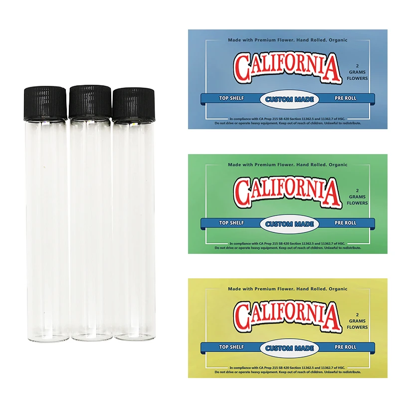 
Airtight Custom Label Empty Preroll Packaging Borosilicate Glass Childrenproof Tube Cartridges Packaging Glass Tubes 