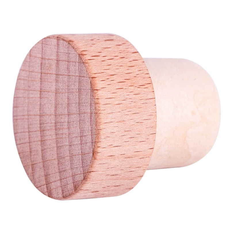 Wholesale Low MOQ customized T shape custom color aluminum wine spirits liquor bottle wood top synthetic cork bottle stopper