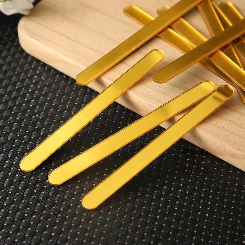 China wholesale reusable golden 2.7 mm thickness acrylic ice cream sticks