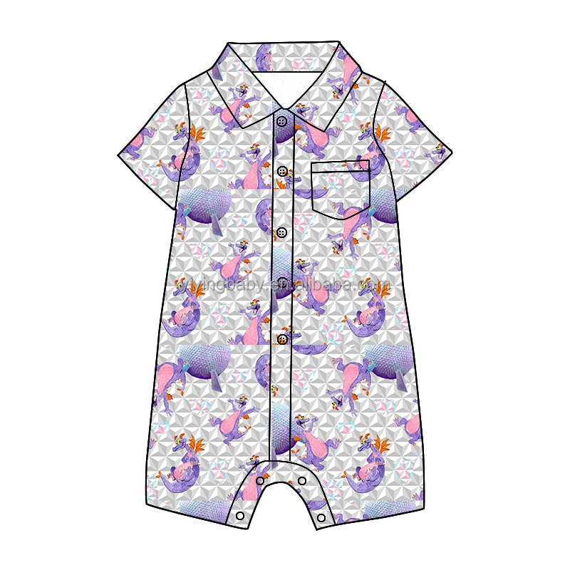 2022 hot sale custom Print Short Sleeve Polo Romper Super Soft  with Snaps  Baby and Kid
