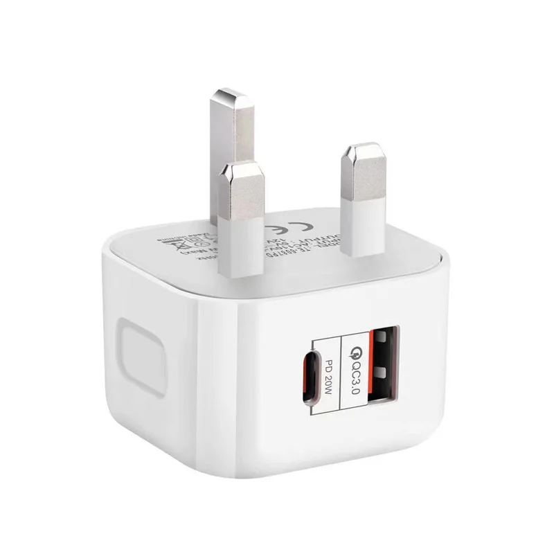 UK EU Plug 20W universal usb c travel charger dual usb adapter charger for phone tablet QC 3.0 Type C power adapter fast charger