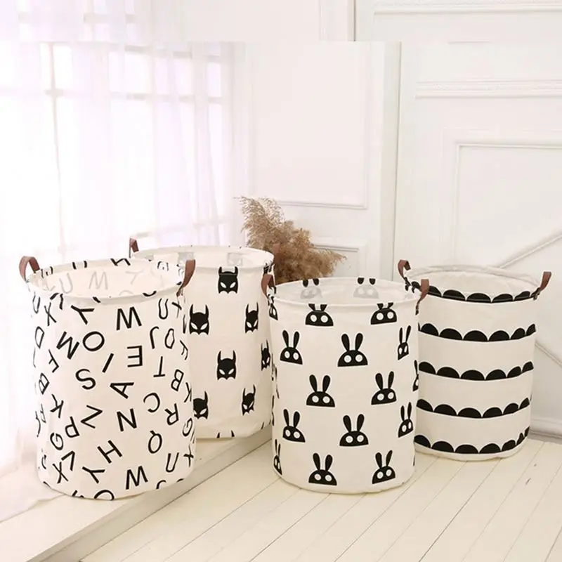 Waterproof Portable Foldable Collapsible Laundry Hamper Dirty Clothes Storage Bag Cotton Laundry Basket