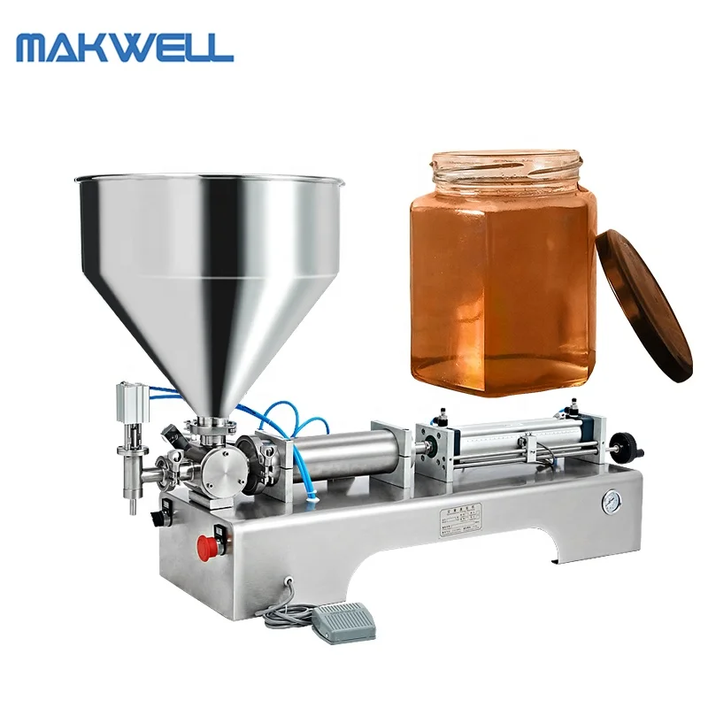 MAKWELL Small semi-automatic horizontal pneumatic pedal single head honey filling machine
