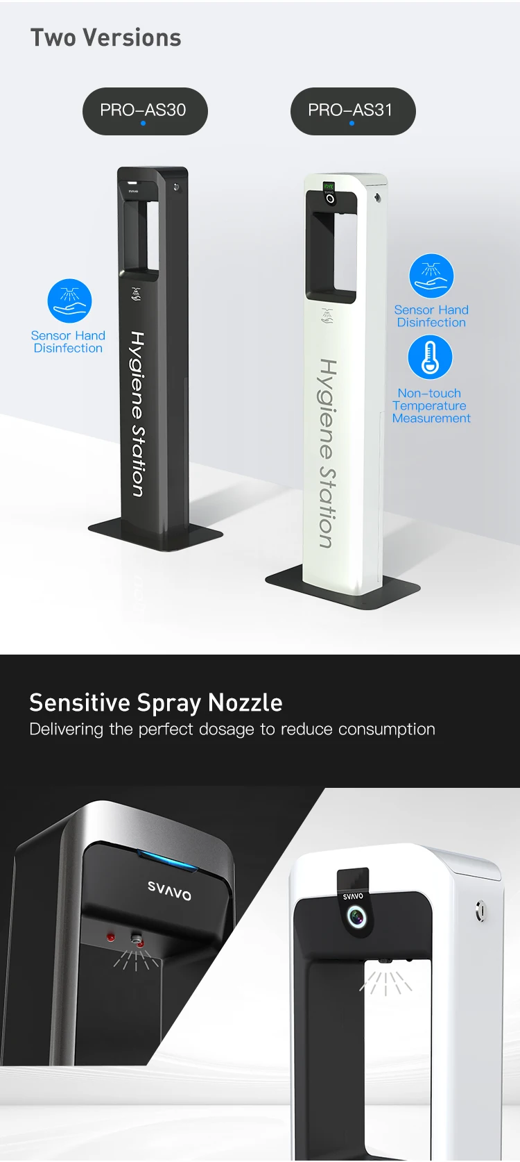 SVAVO Floor Stand Automatic sensor Hand Sanitizer Dispenser holder Free Standing spray Liquid Gel Soap Dispenser