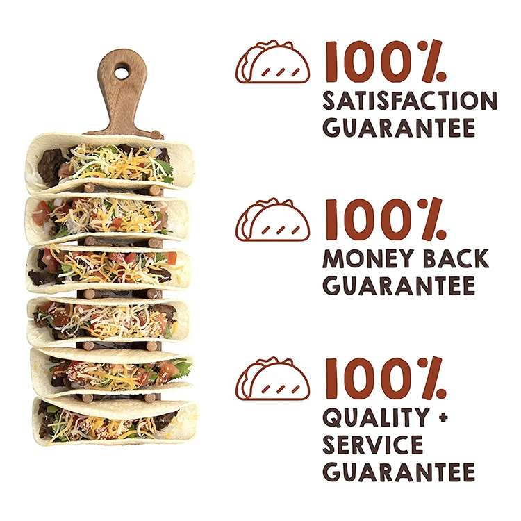 Custom logo 6 compartment single mexico stand plate tray eco friendly bamboo wood taco holder