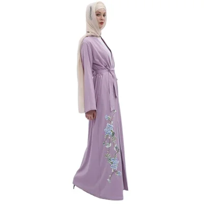 LSY221 Stylish beautiful applique hijab dress lIslamic Clothing Fashion Front Open Kimono Arabic Style Dubai Muslim Abaya