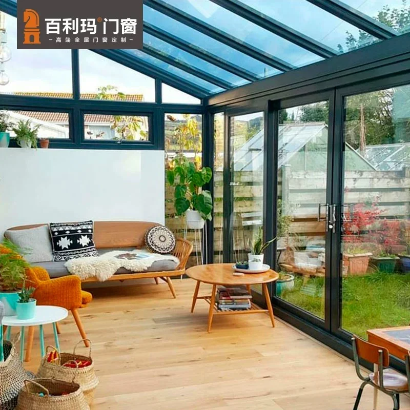 High quality Villa Outdoor Veranda All Season Sunroom Addition Extended Glass Aluminum Garden Conservatory