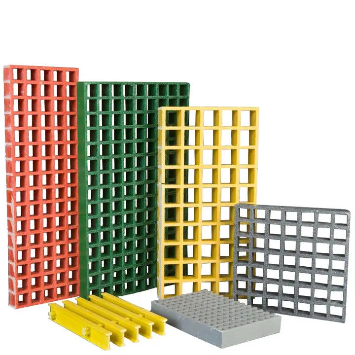 FRP GRP fiberglass fiber glass composite molded walkway floor grill mesh grating with gritted surface non slip 25mm 38mm 50mm