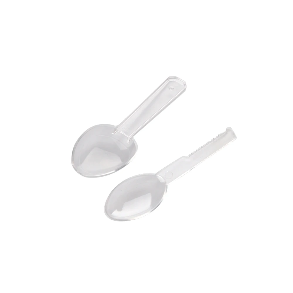 Wholesale Food grade mini disposable serrated spoon transparent scoops for Jelly
