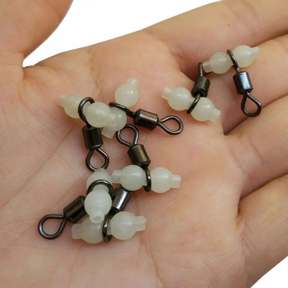 1000 pcs/bag   Luminous 3 way  Fishing Swivel  cross line Swivel  fluorescent beads with Rolling Swivel for Night fishing