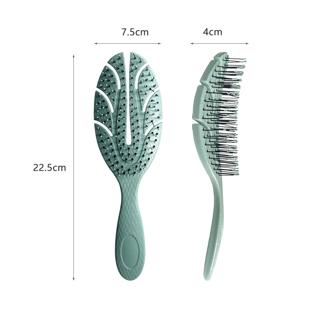 New Design Multicolor Leaf Shape Custom Logo Printing Salon Home Use Soft Nylon Bristles Women Hair Care Brush