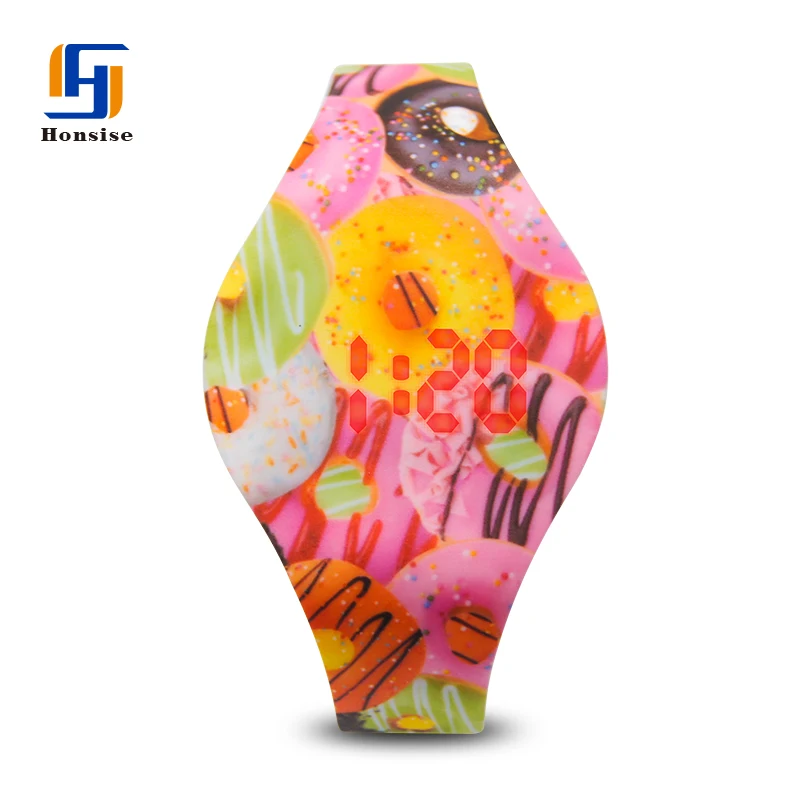 Colorful printing Silicone red light Customized Oval Designer Watch Bands Led Flash Watch