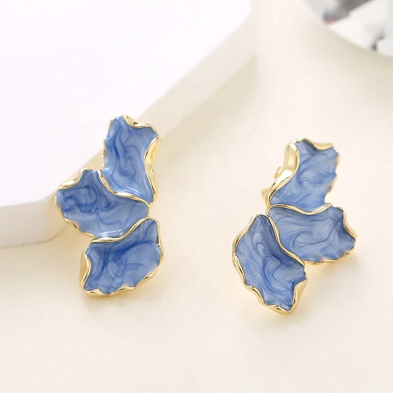 Fashion Jewelry Earrings Maple Leaf enamel Flower Colorful earrings Cute luxury colorful petal earrings for women